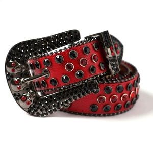 Brand new red and black rhinestone belt